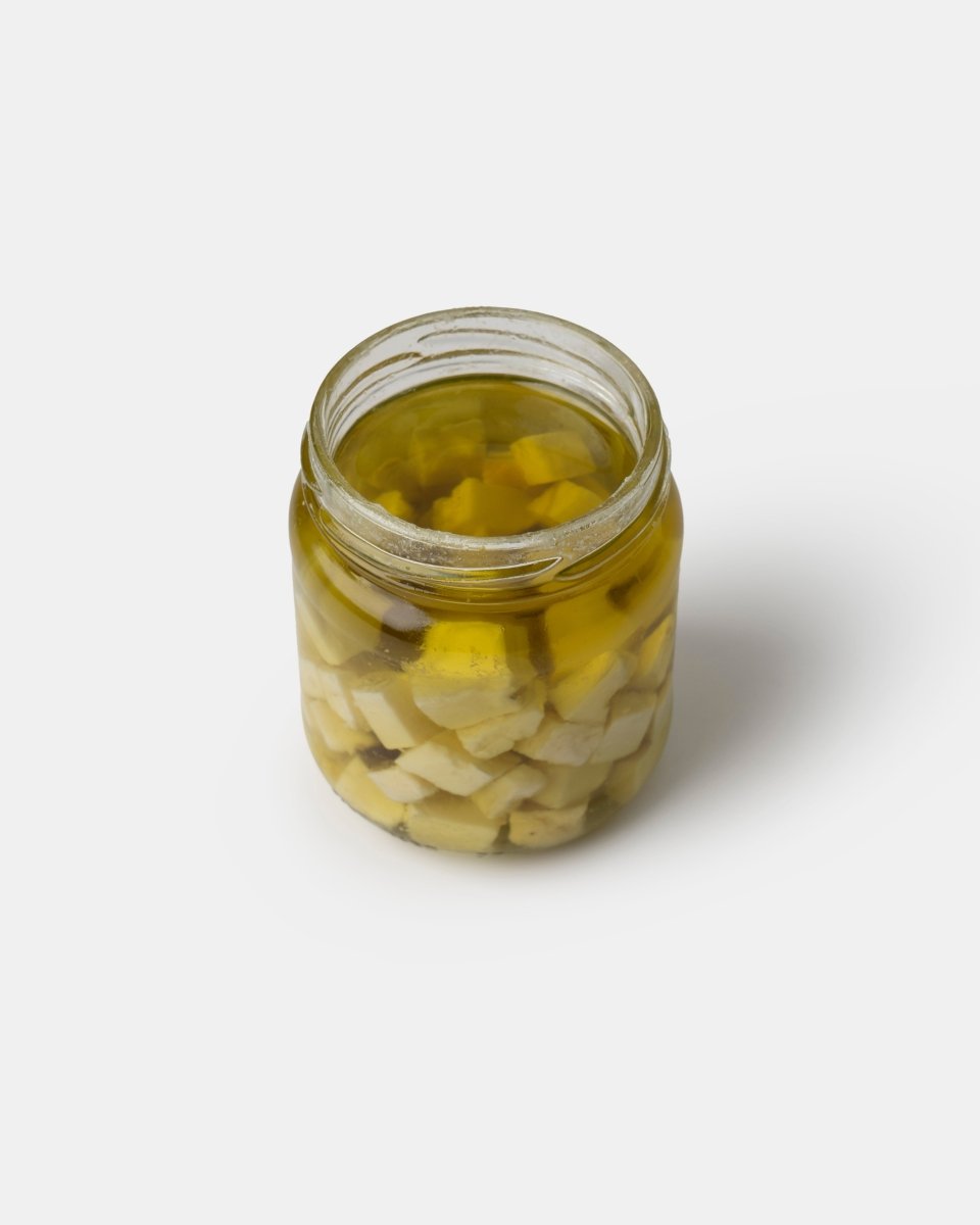 Queso en Aceite. Tarro de Queso Viejo Oro en Aceite de Oliva Virgen ExtraCampoSpain